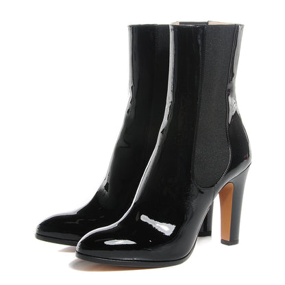 Chanel Patent Calfskin CC Boots 41.5 Black 3 of 7