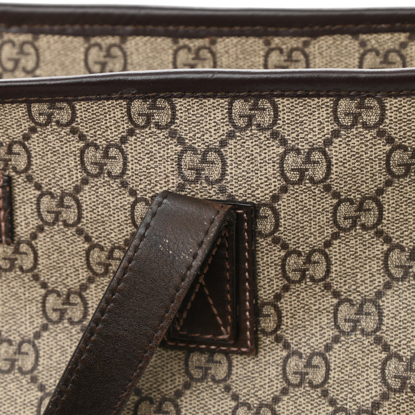 GG Supreme Monogram Medium Zippered Shopping Tote Dark Brown