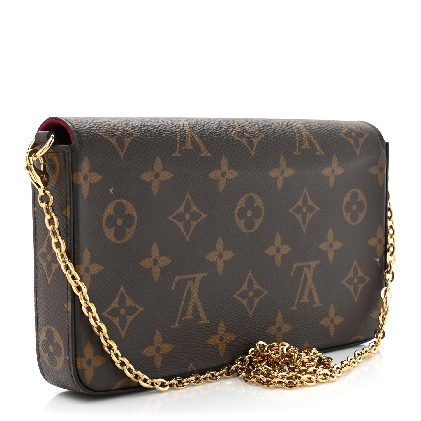 LOUIS VUITTON Monogram Pochette Felicie Chain Wallet Fuchsia