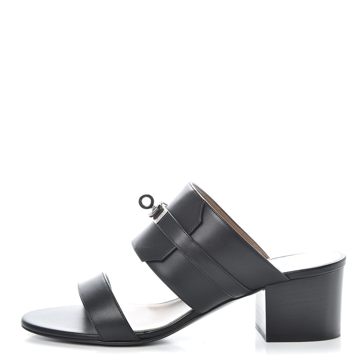 Calfskin Ovation Buckle Sandals 38 Black