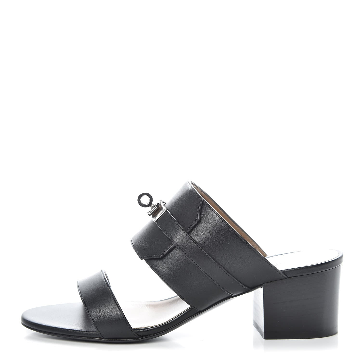 Hermes Calfskin Ovation Buckle Sandals 38 Black 1 of 8