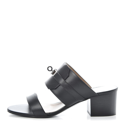 Hermes Calfskin Ovation Buckle Sandals 38 Black 1 of 8