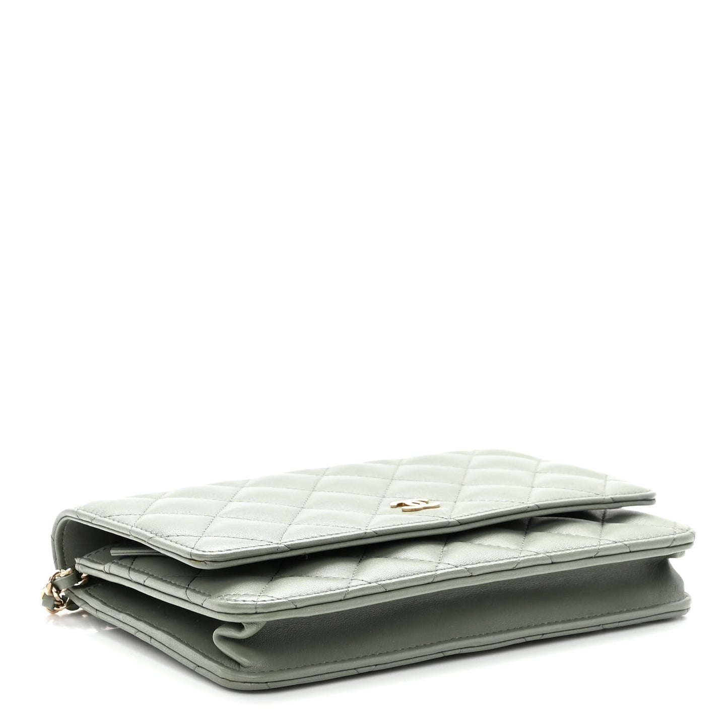 Lambskin Quilted Wallet On Chain WOC Green