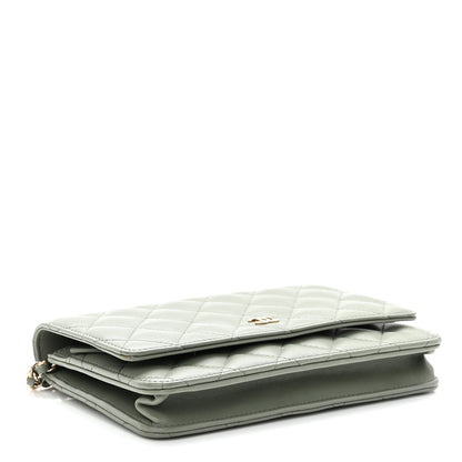 Chanel Lambskin Quilted Wallet On Chain WOC Green 3 of 11