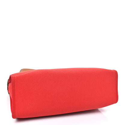 Hermes Vache Hunter Toile Herbag Zip 31 PM Rouge Tomate Natural 5 of 10
