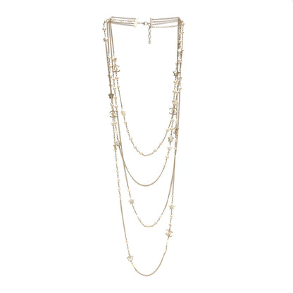 Chanel Pearl CC Star Four Strand Necklace Silver 3 of 4