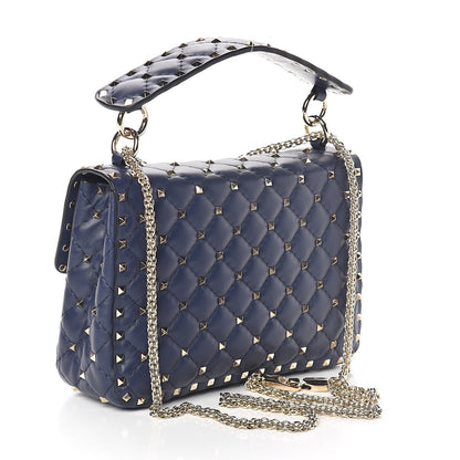 Valentino Garavani Nappa VLTN Print Medium Rockstud Spike Shoulder Bag Pure Blue White 3 of 9