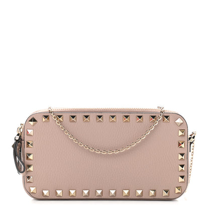 Valentino Garavani Pebbled Calfskin Rockstud Double Zip Camera Crossbody Bag Poudre 1 of 10