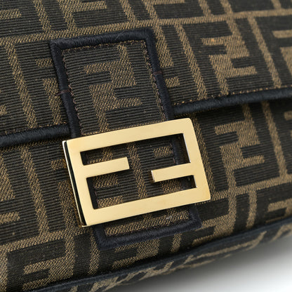 Fendi Fabric Jacquard FF 1974 Medium Baguette Tobacco Moro Black 10 of 12