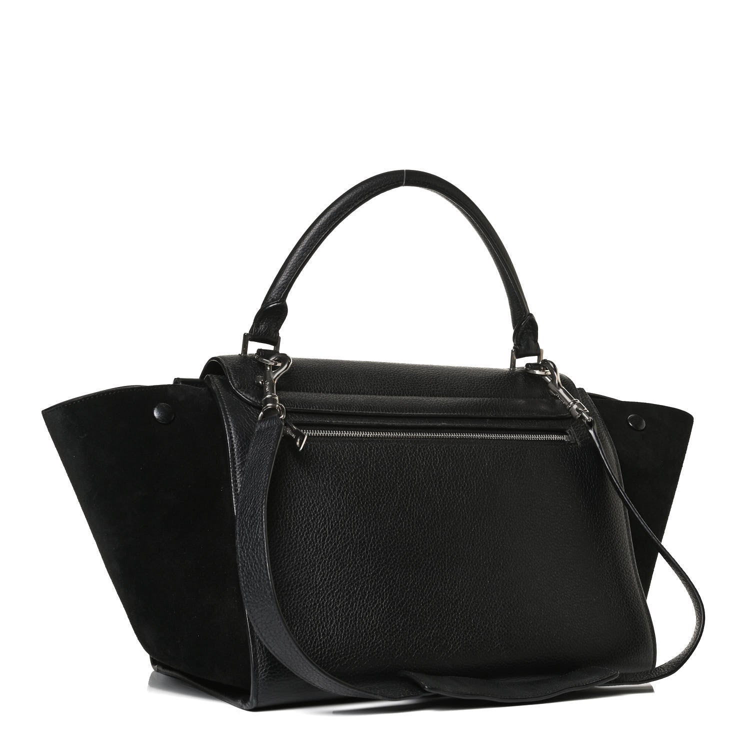 Celine Drummed Calfskin Suede Medium Trapeze Black 3 of 14