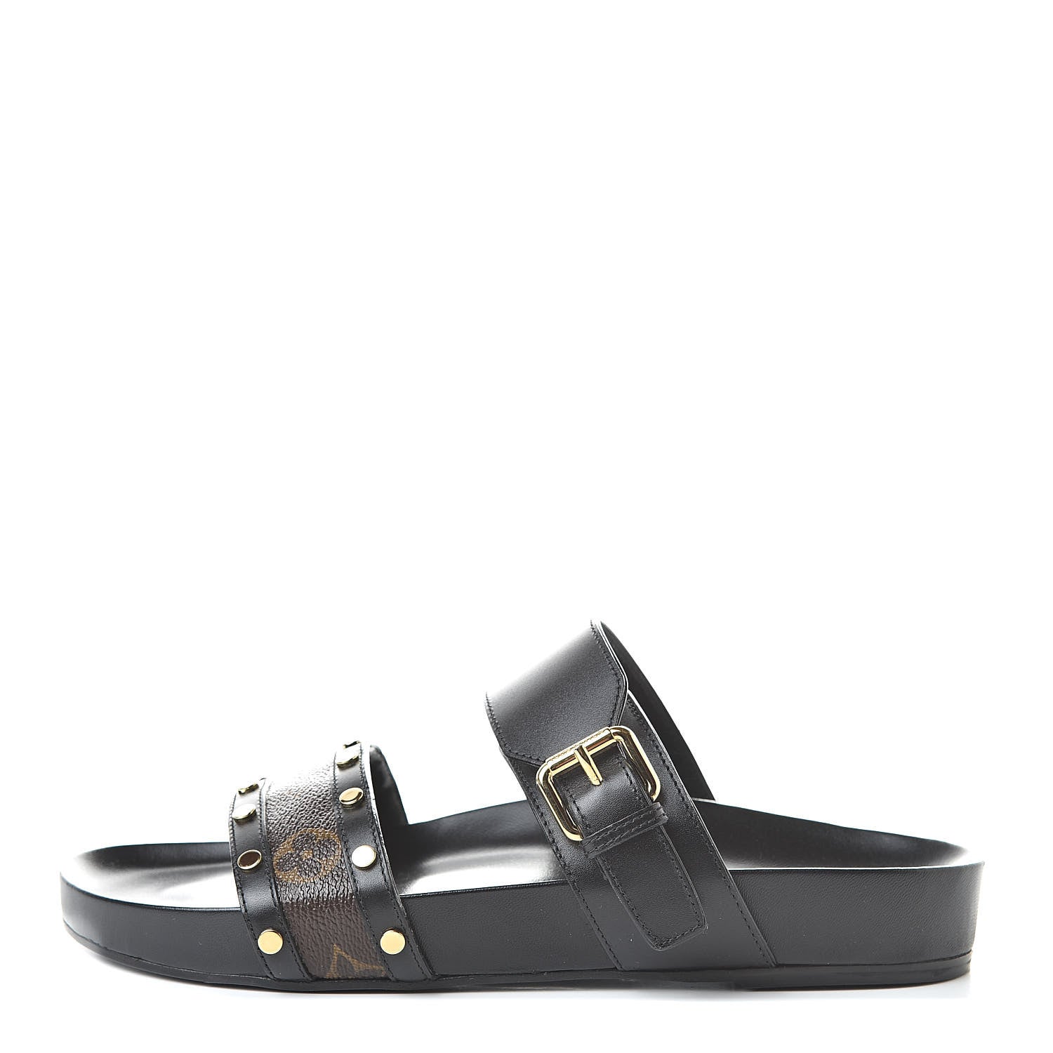 Louis Vuitton Monogram Bom Dia Mule Sandals 38.5 Black 1 of 9