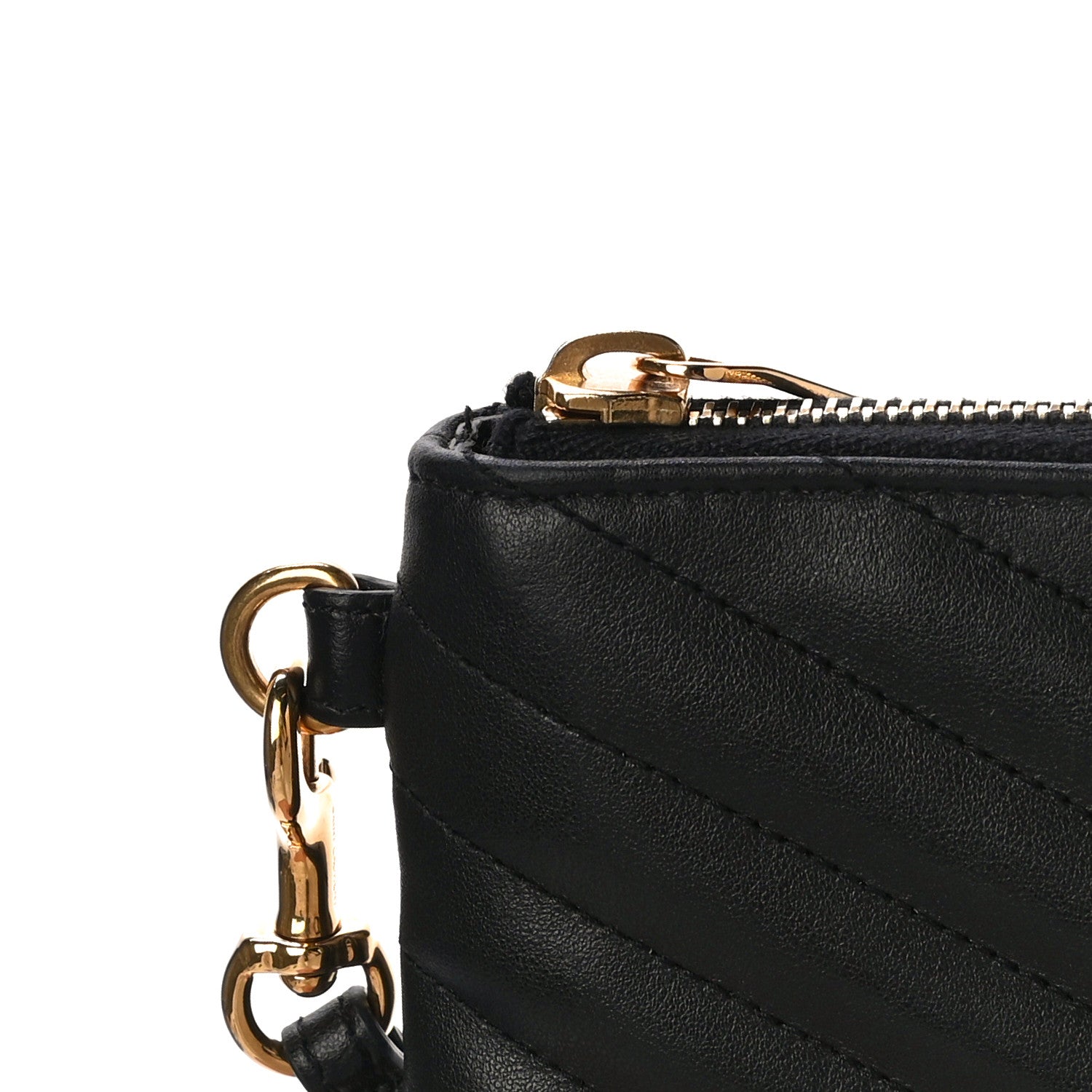 Saint Laurent Calfskin Matelasse Chevron Monogram A5 Wristlet Black 12 of 12