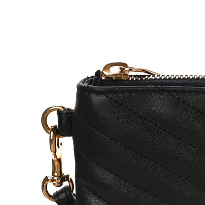Saint Laurent Calfskin Matelasse Chevron Monogram A5 Wristlet Black 12 of 12