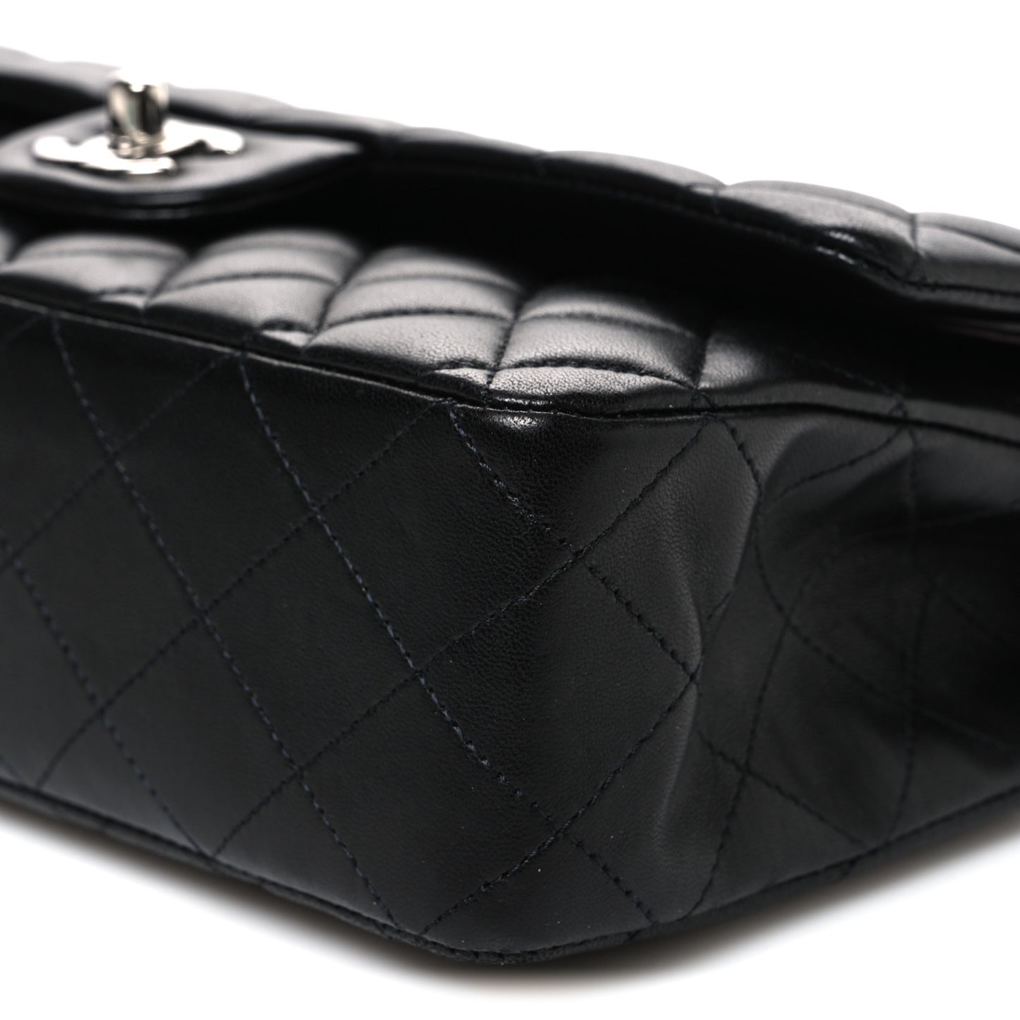 Lambskin Quilted Medium Double Flap Black