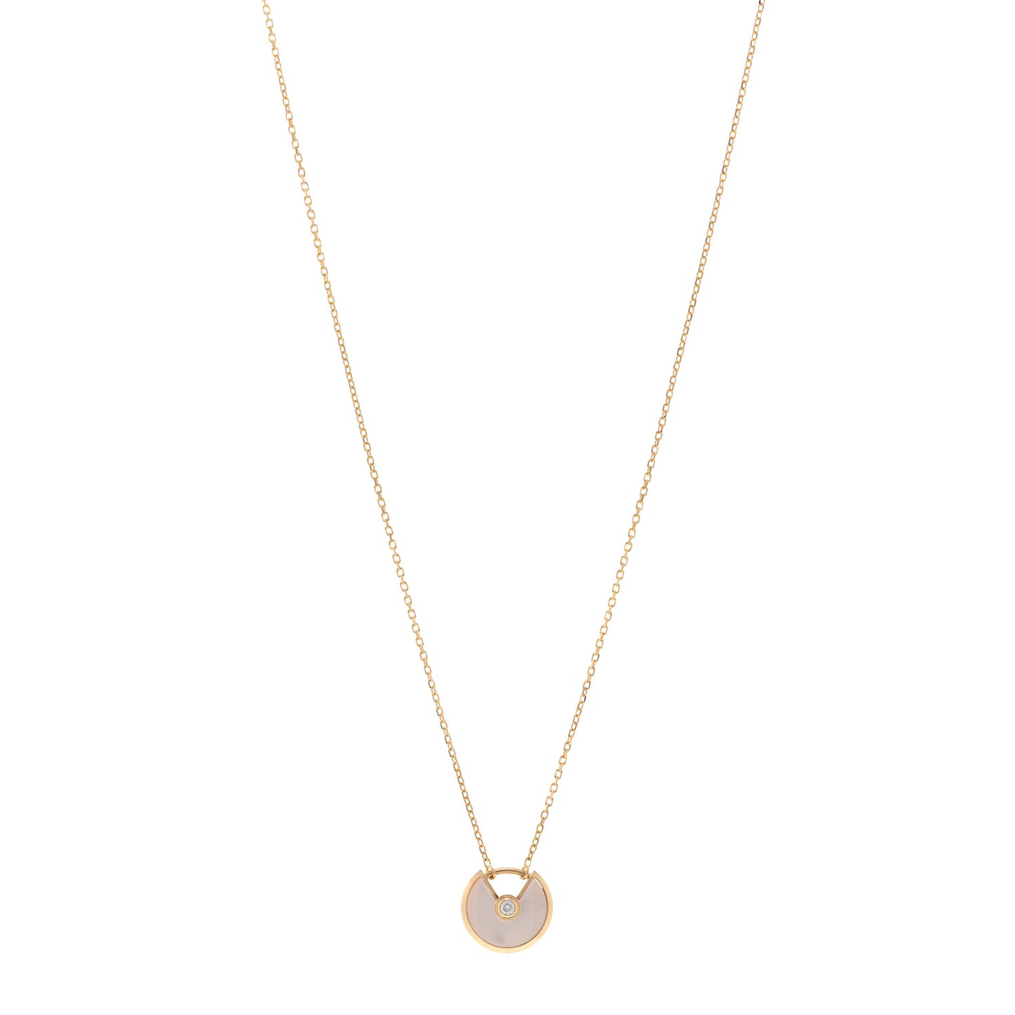 18K Yellow Gold Diamond Mother of Pearl XS Amulette de Cartier Pendant Necklace