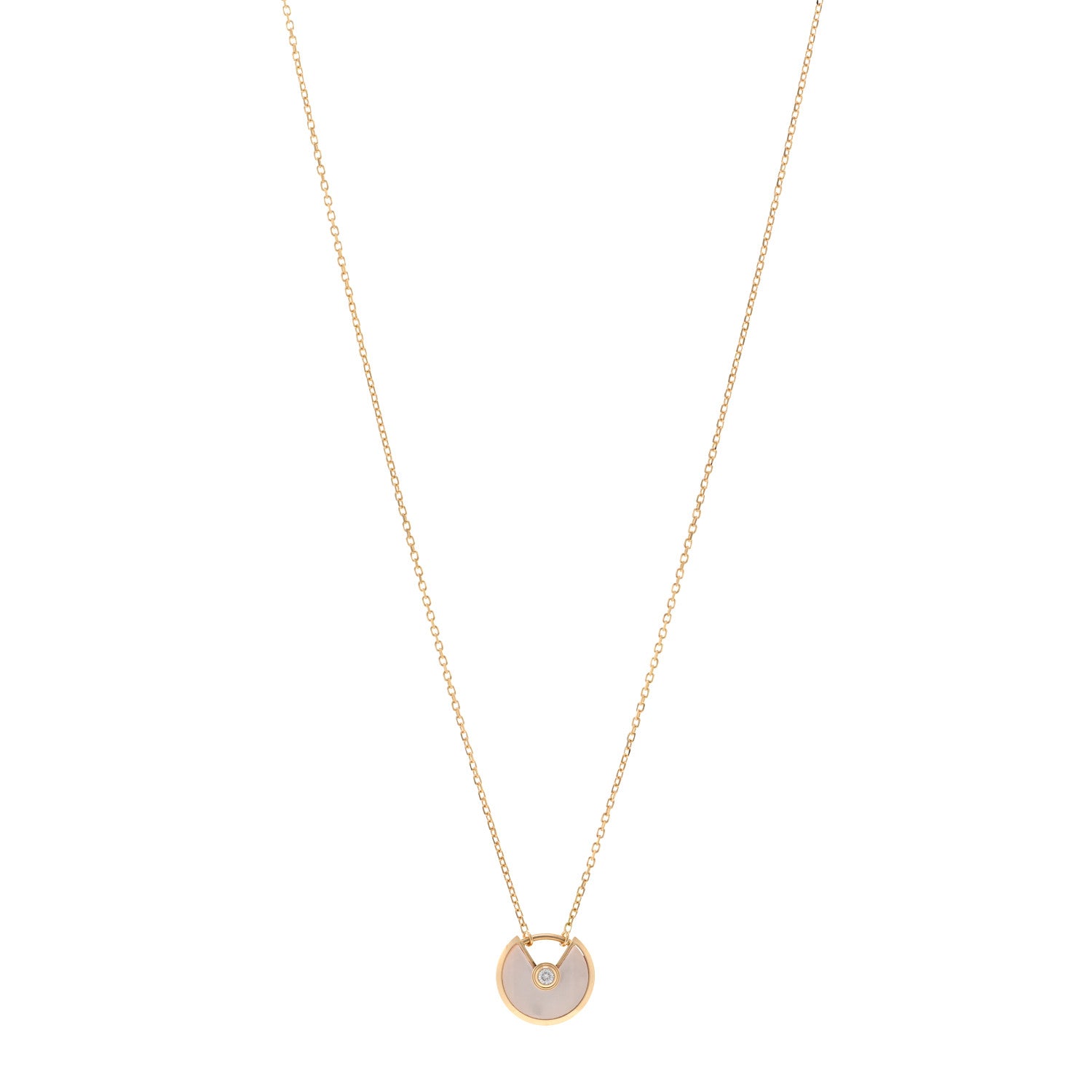 Cartier 18K Yellow Gold Diamond Mother of Pearl XS Amulette de Cartier Pendant Necklace 1 of 5