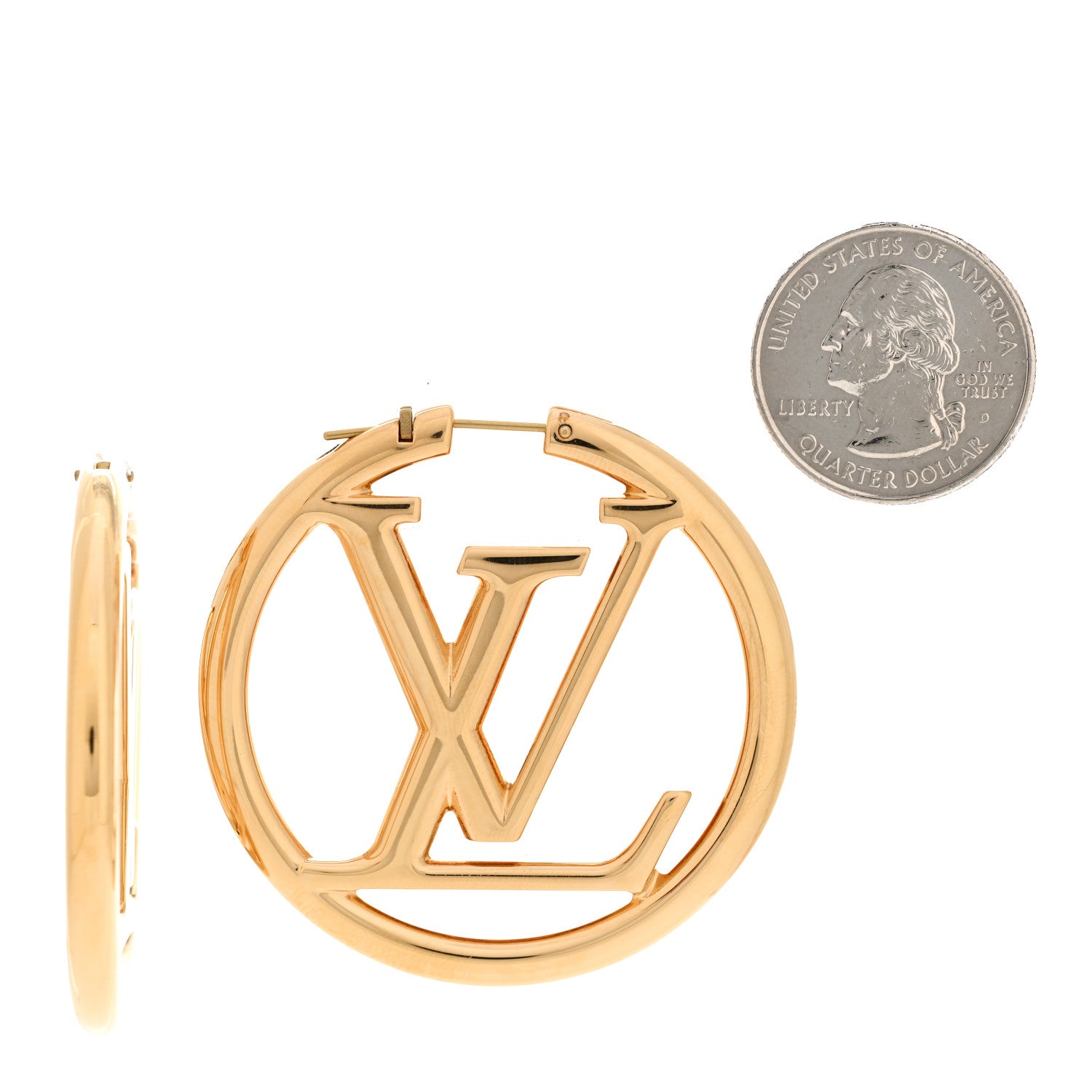Louis Vuitton Metal Louise Hoop Earrings Gold 2 of 5