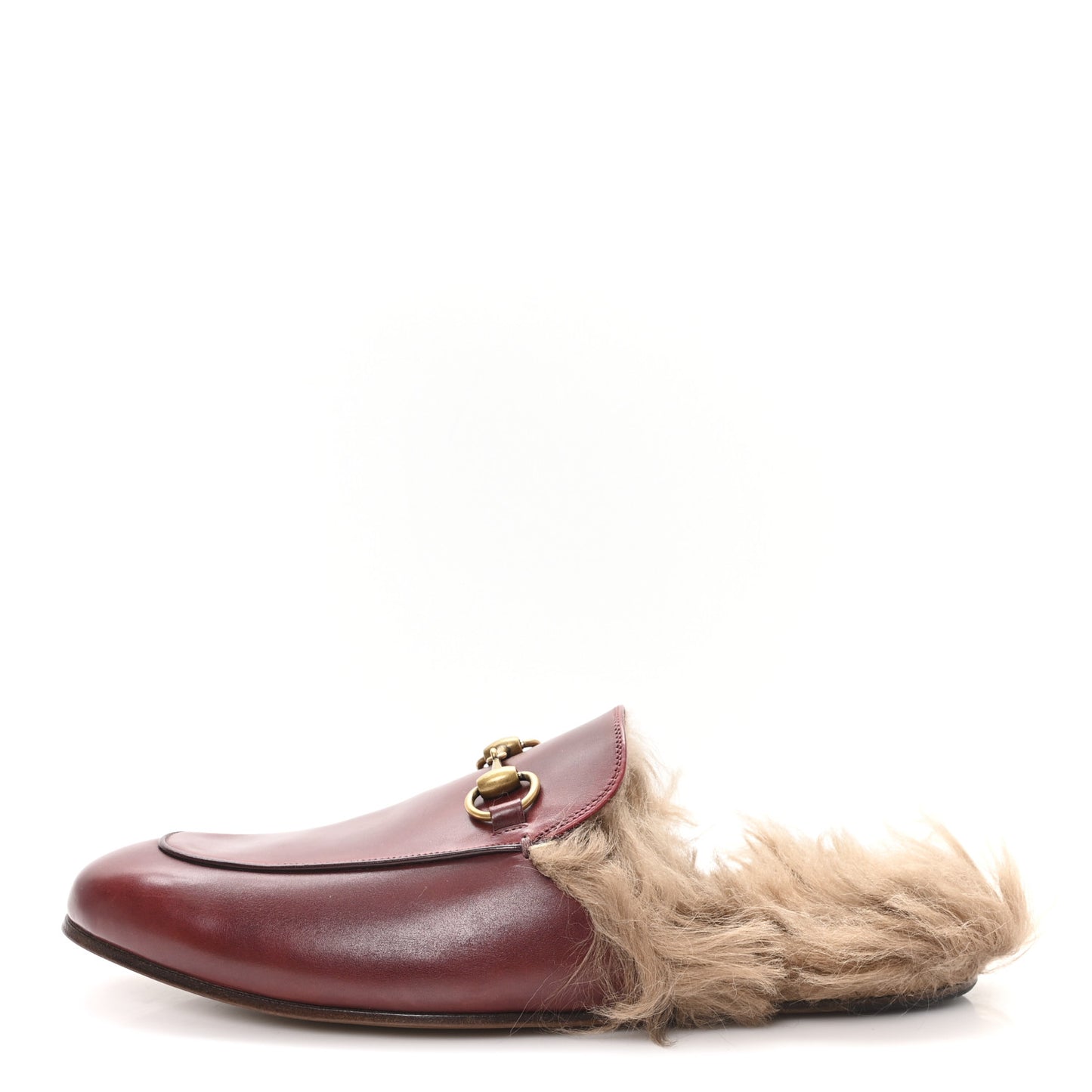 etis Glamour Calfskin Granada Kid Fur Mens Princetown Slippers 8.5 Ruby Bordeaux Naturale
