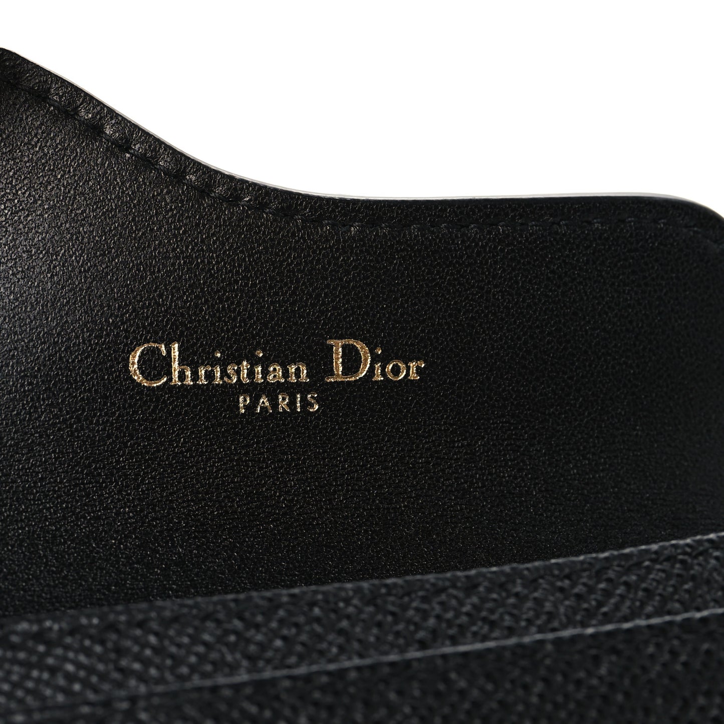 Grained Calfskin Saddle Card Holder Black
