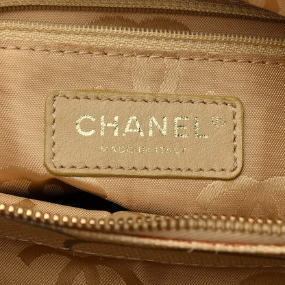 Chanel Canvas Camellia Printed Shoulder Bag Beige Grey 6 of 9