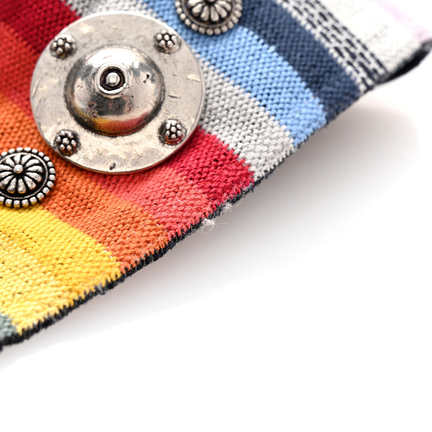 Canvas Embroidered Studded Rainbow Shoulder Strap