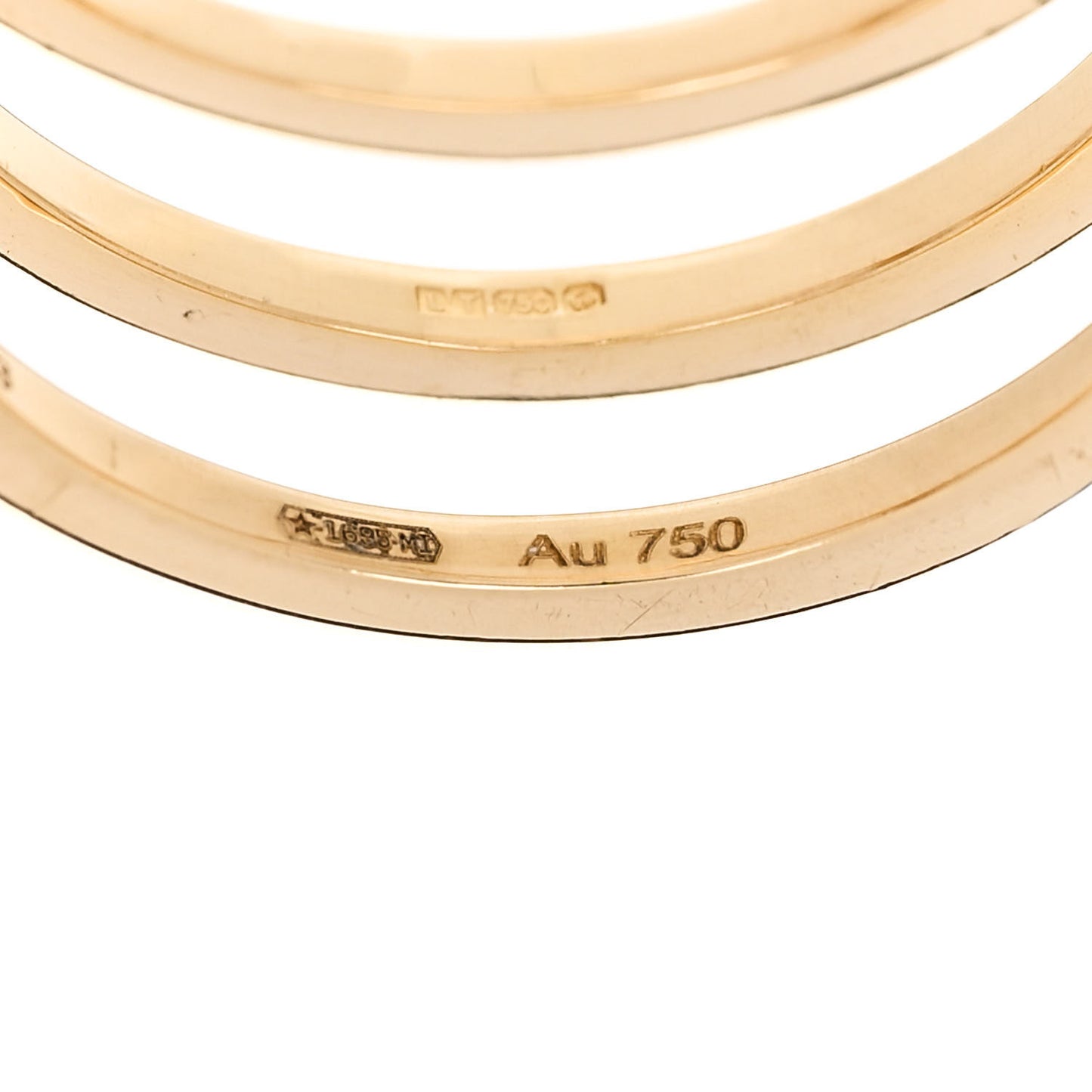 18K Yellow Gold Diamond Running GG Triple Row Ring 53 6.25