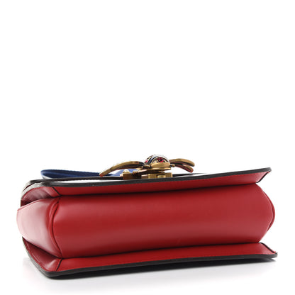 Gucci Calfskin Sylvie Web Queen Margaret Shoulder Bag Blue Agata Hibiscus Red Mystic White 4 of 9