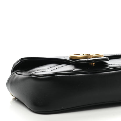Gucci Calfskin Matelasse Super Mini GG Marmont Shoulder Bag Black 9 of 10