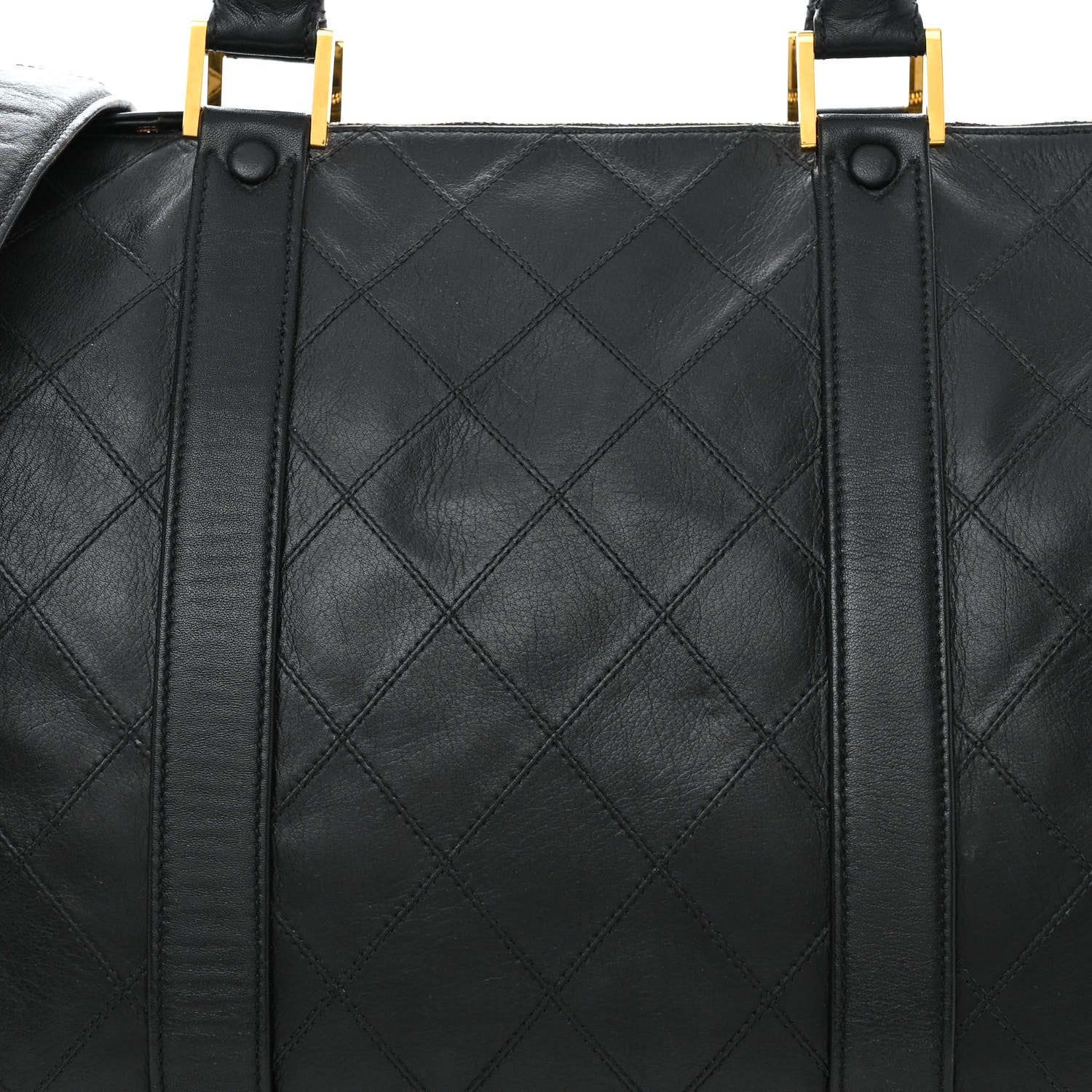 Chanel Calfskin Diamond Stitched Duffle Bag Black 9 of 11