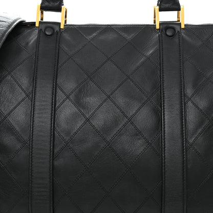 Chanel Calfskin Diamond Stitched Duffle Bag Black 9 of 11
