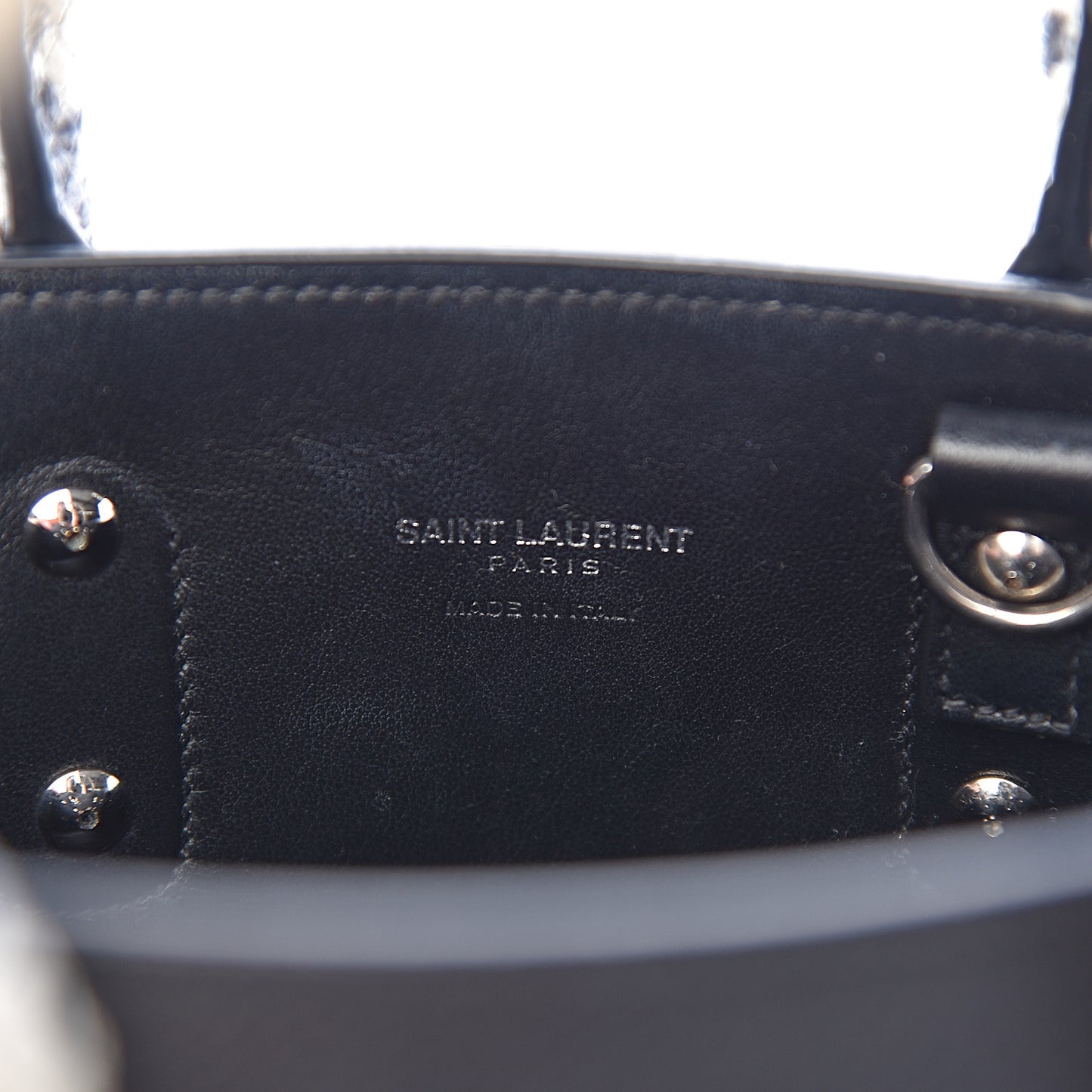 Grained Calfskin Python Embossed Nano Sac De Jour Black