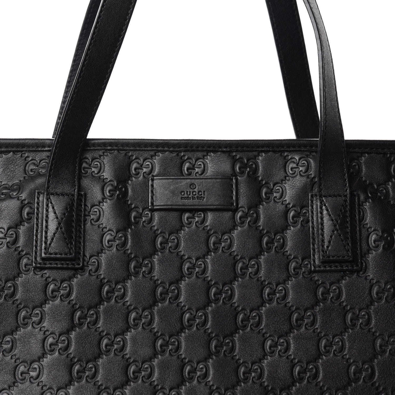 Gucci Guccissima Medium Zippered Shopping Tote Black 14 of 14