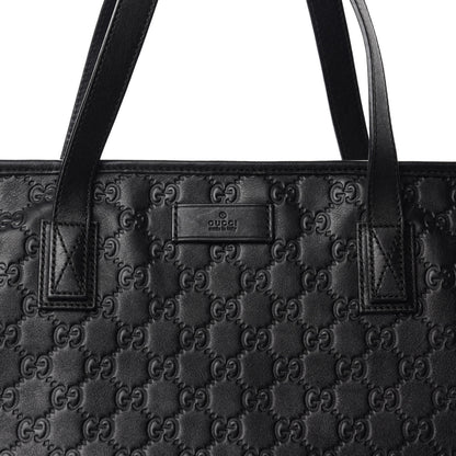 Gucci Guccissima Medium Zippered Shopping Tote Black 14 of 14