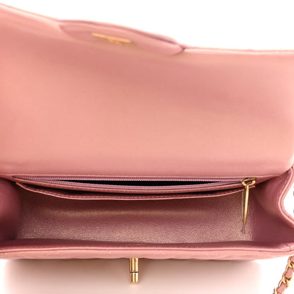 Chanel Iridescent Lambskin Quilted Mini Top Handle Rectangular Flap Pink 5 of 11