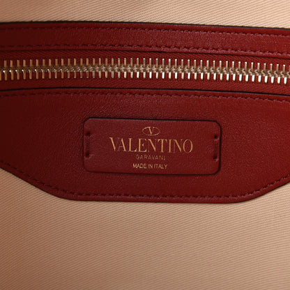 Valentino Garavani Calfskin Canvas Chevron Inlay Rockstud Shoulder Tote Red White Blue 6 of 9
