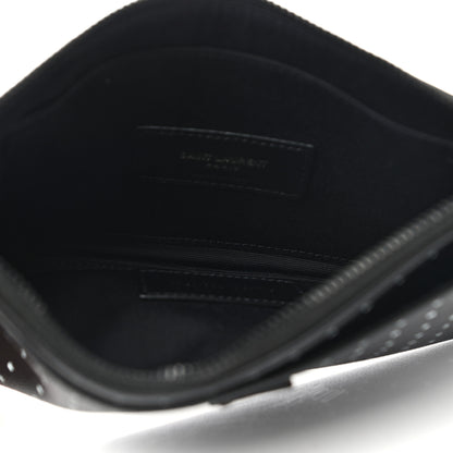 Saint Laurent Grain De Poudre Square Dot Zip Bill Pouch Black White 5 of 8