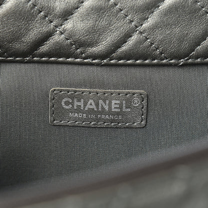 Chanel Metallic Calfskin Quilted XXL Travel Flap Bag Dark Silver 5 of 9