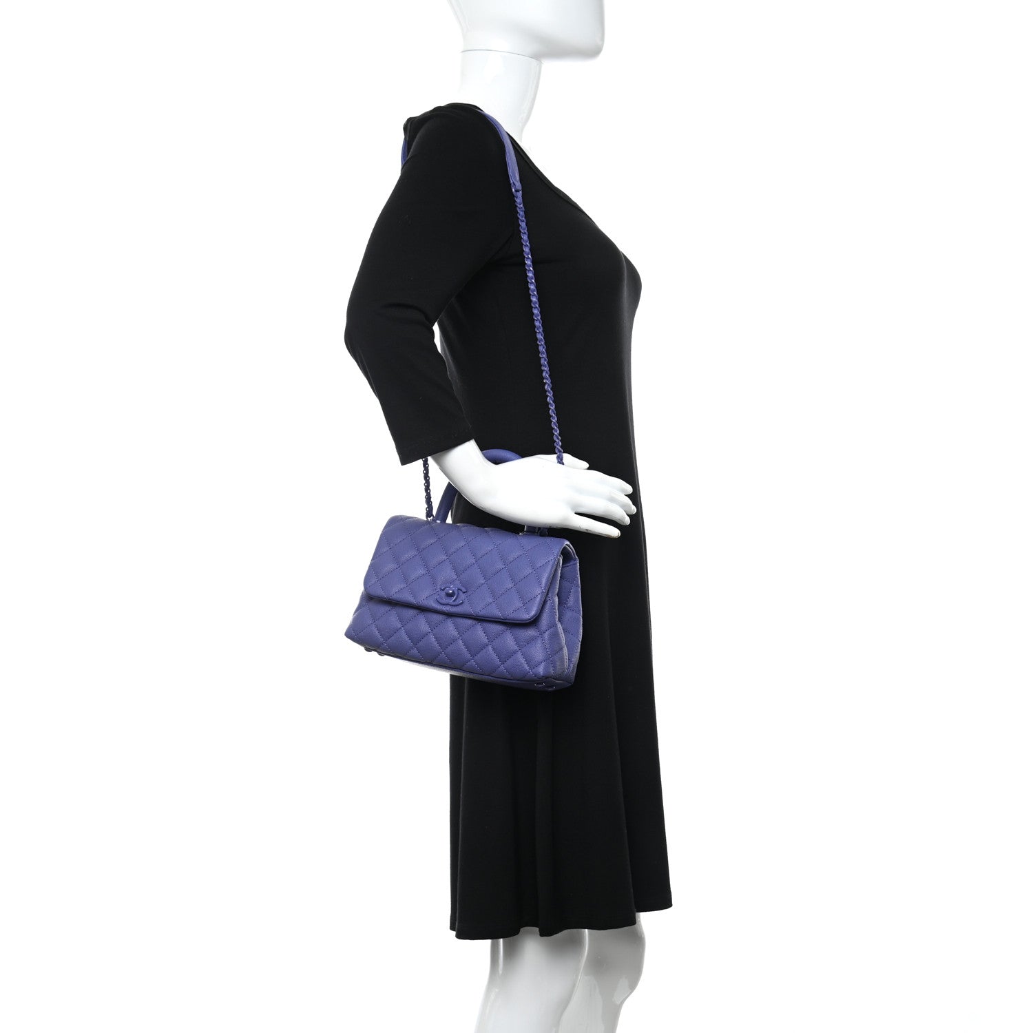 Chanel Caviar Quilted Incognito Mini Coco Handle Flap Blue 3 of 10