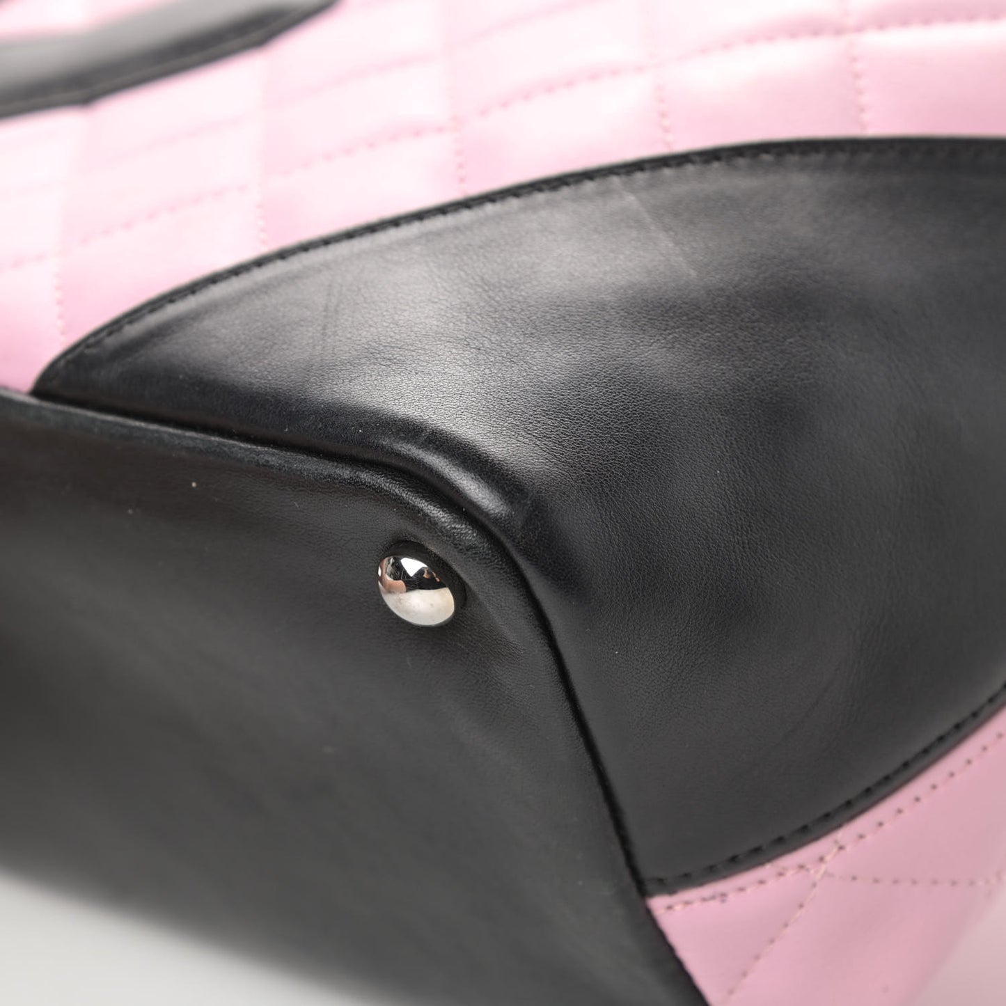 Calfskin Quilted Medium Cambon Tote Pink Black