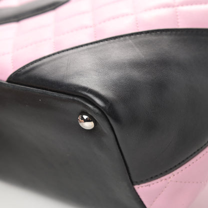 Chanel Calfskin Quilted Medium Cambon Tote Pink Black 10 of 16
