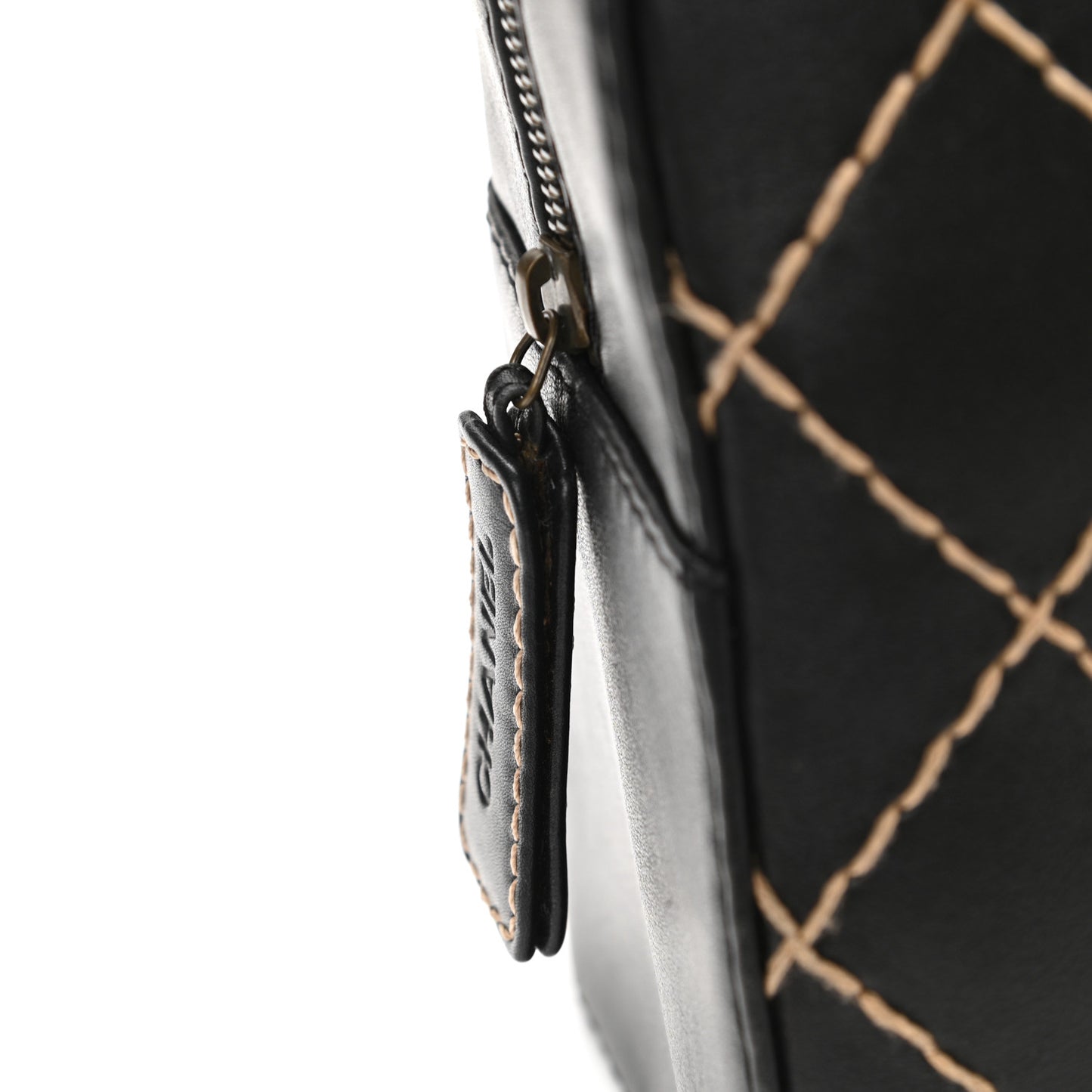 Calfskin Wild Stitch Top Handle Bag Black