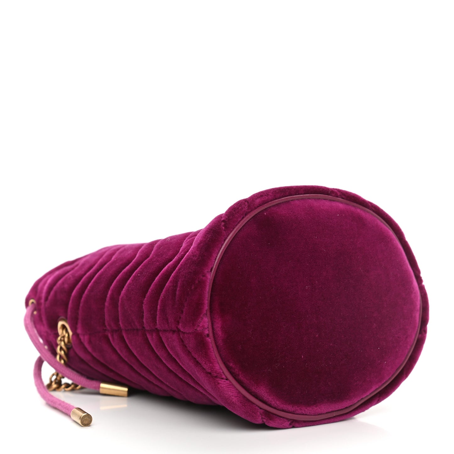 Velvet Matelasse Mini GG Marmont 2.0 Bucket Bag Fuchsia Violet Cyclamen