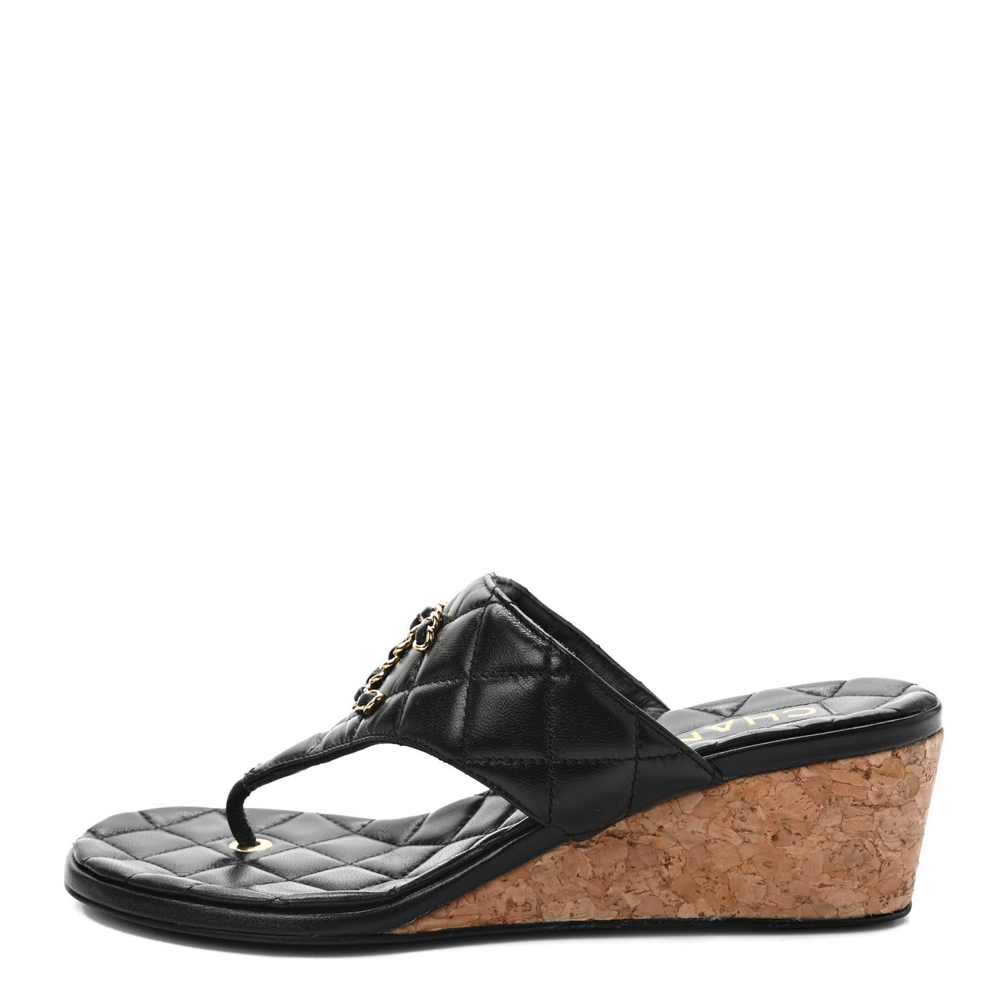 Goatskin Cork CC Wedge Sandals 36 Black