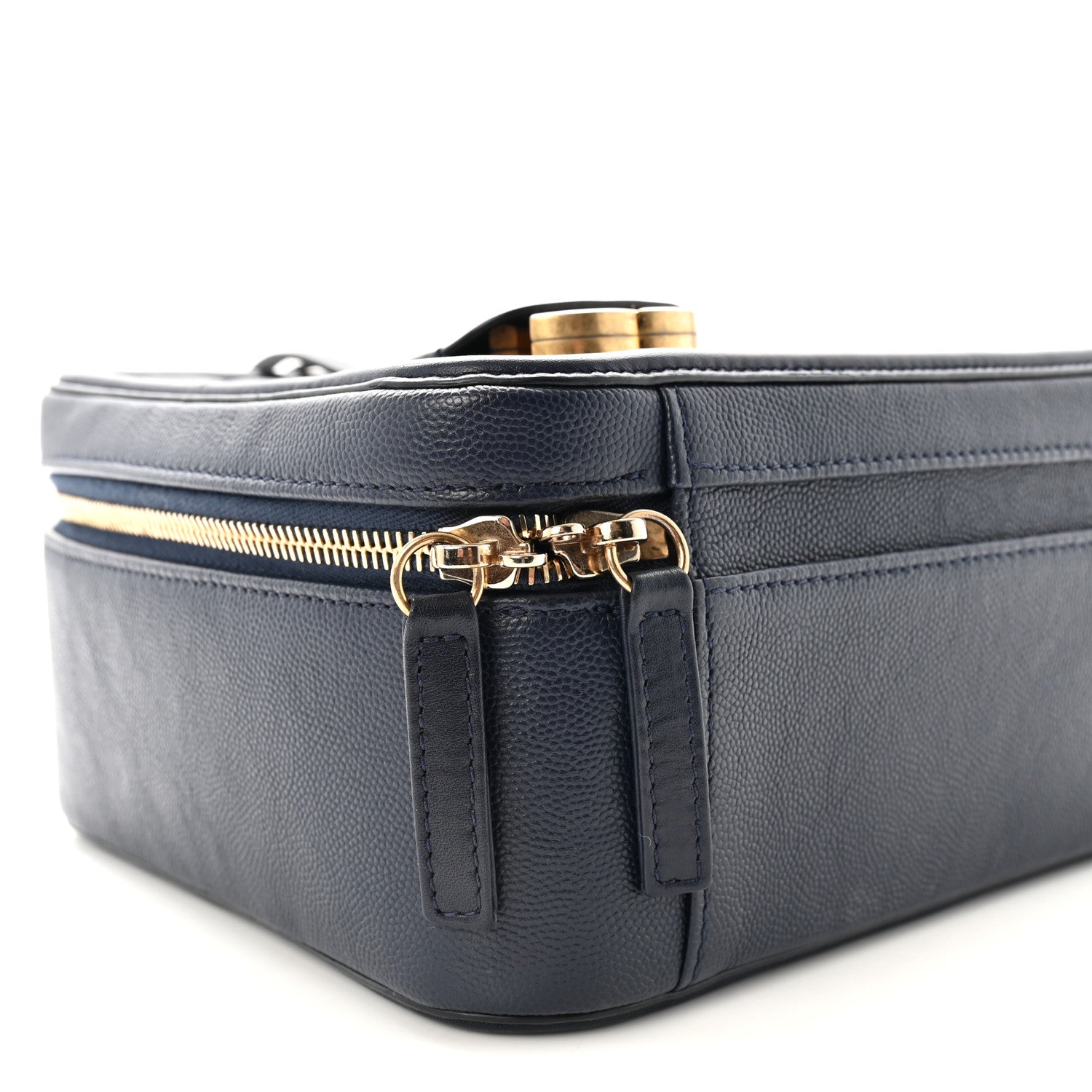 Chanel Caviar Quilted Large CC Filigree Vanity Case Navy 9 of 10
