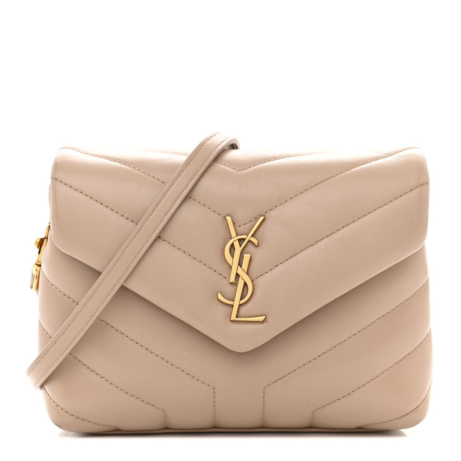 Saint Laurent Calfskin Y Quilted Monogram Toy Loulou Crossbody Bag Nude Powder 1 of 15