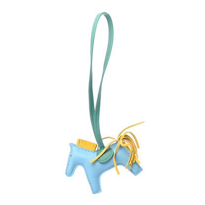 Hermes Milo Lambskin Grigri Rodeo Horse Bag Charm PM Bleu Celeste Lime Malachite 1 of 4
