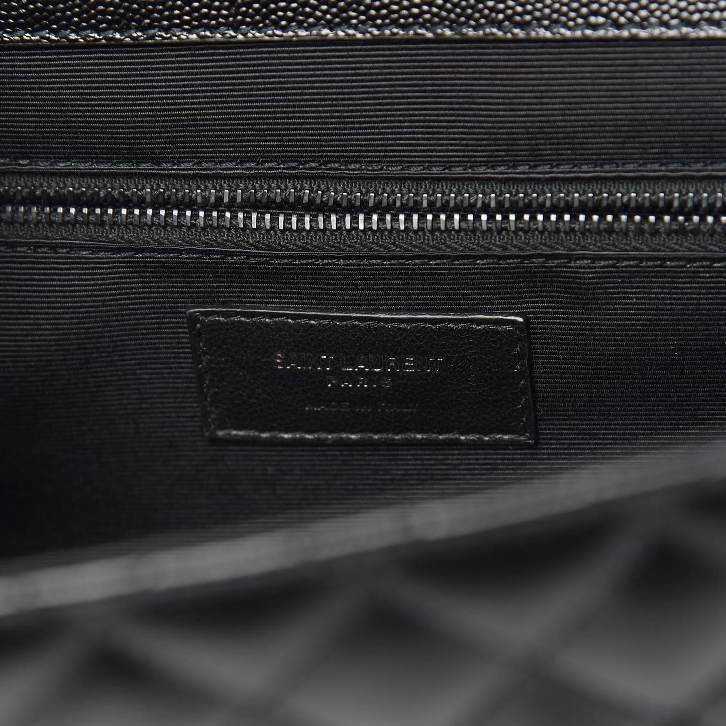 Grain De Poudre Textured Mixed Matelasse Large Triquilt Monogram Monochrome Satchel Black