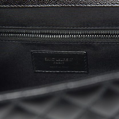 Saint Laurent Grain De Poudre Textured Mixed Matelasse Large Triquilt Monogram Monochrome Satchel Black 8 of 10