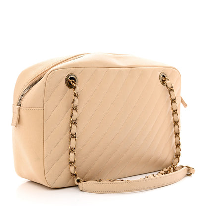 Chanel Shiny Goatskin Diagonal Quilted Camera Bag Beige 3 of 14