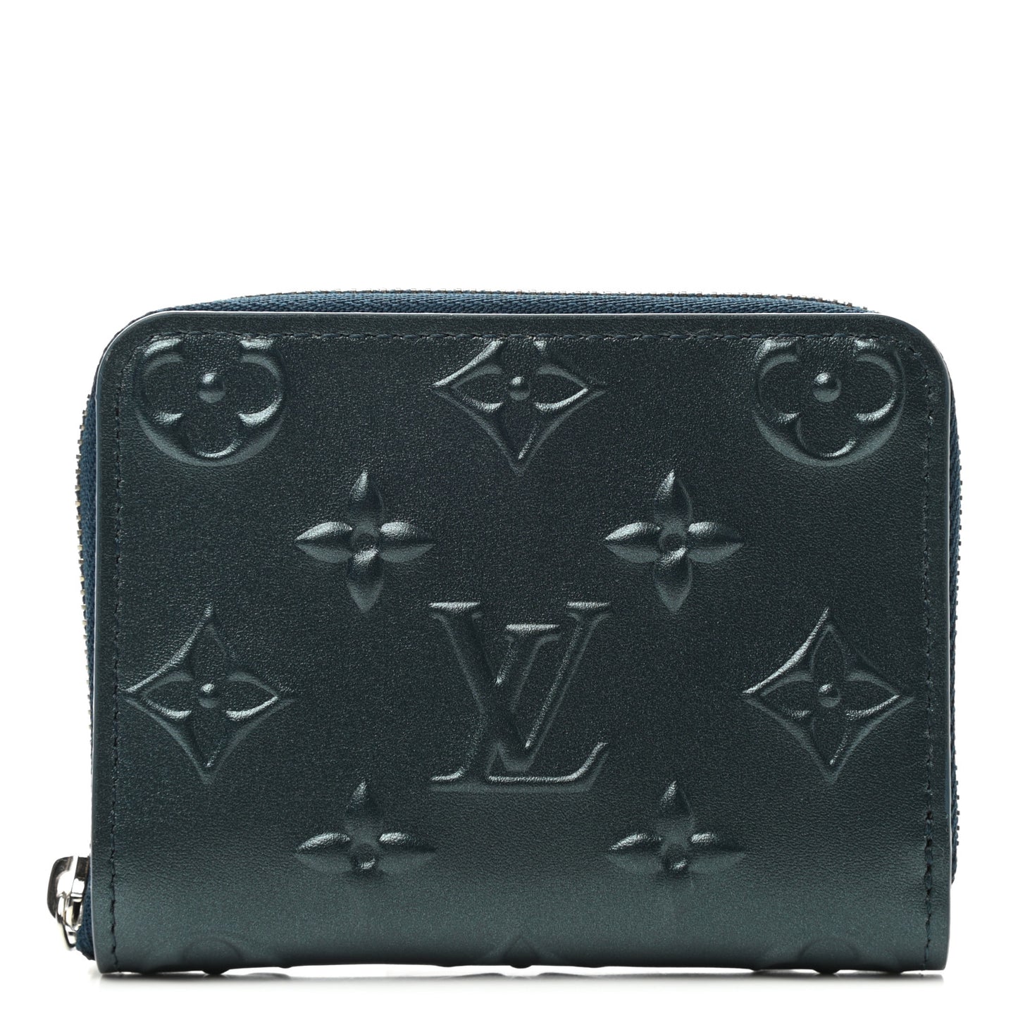 Calfskin Debossed Monogram Zippy Coin Purse Blue